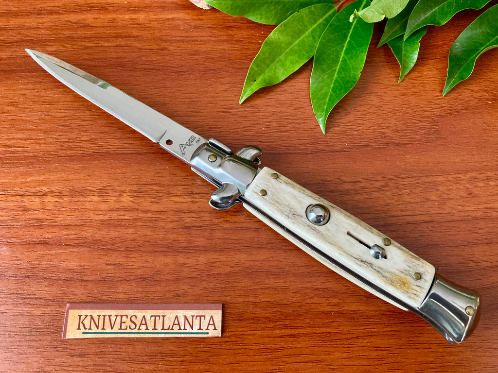 AKC Italy 9" Stag Bayonet Swivel Release Stiletto 