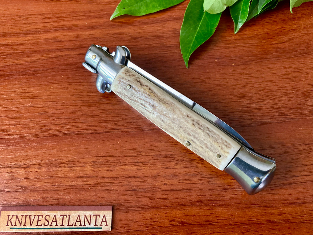 AKC Italy 9" Stag Bayonet Swivel Release Stiletto 