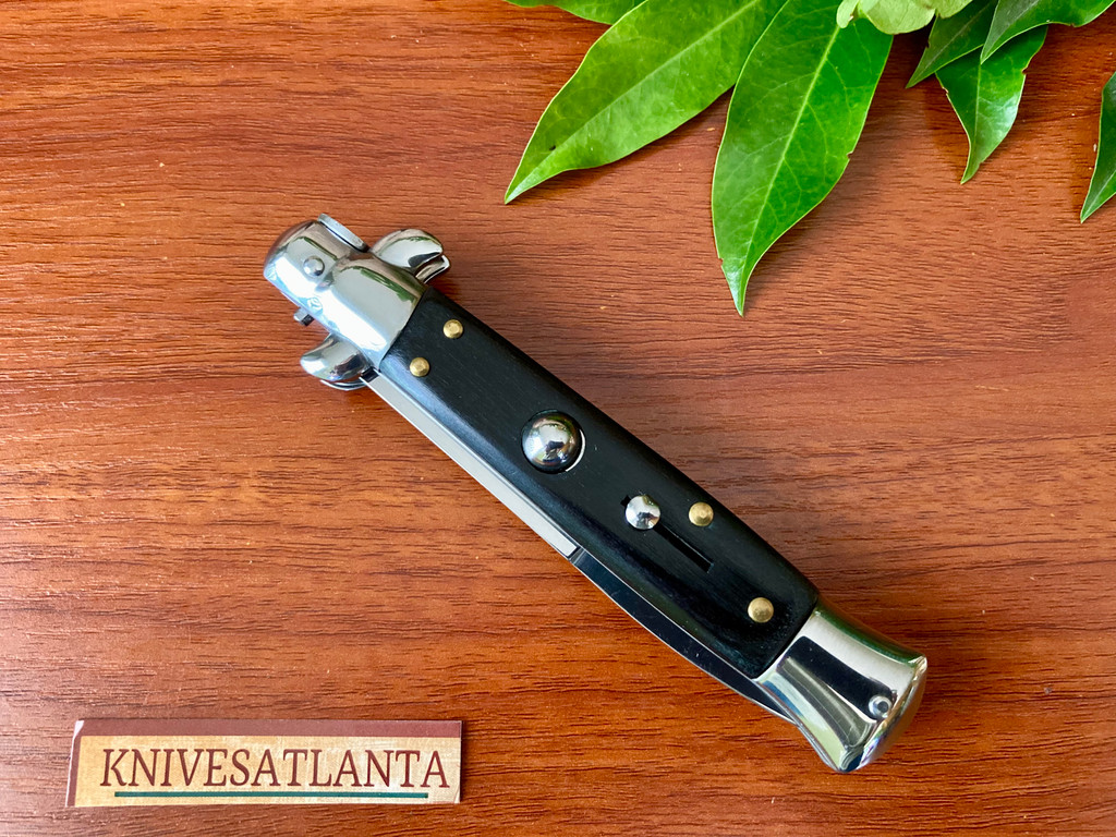 AKC Italy 9" Ebony Wood Bayonet Swivel Release Stiletto