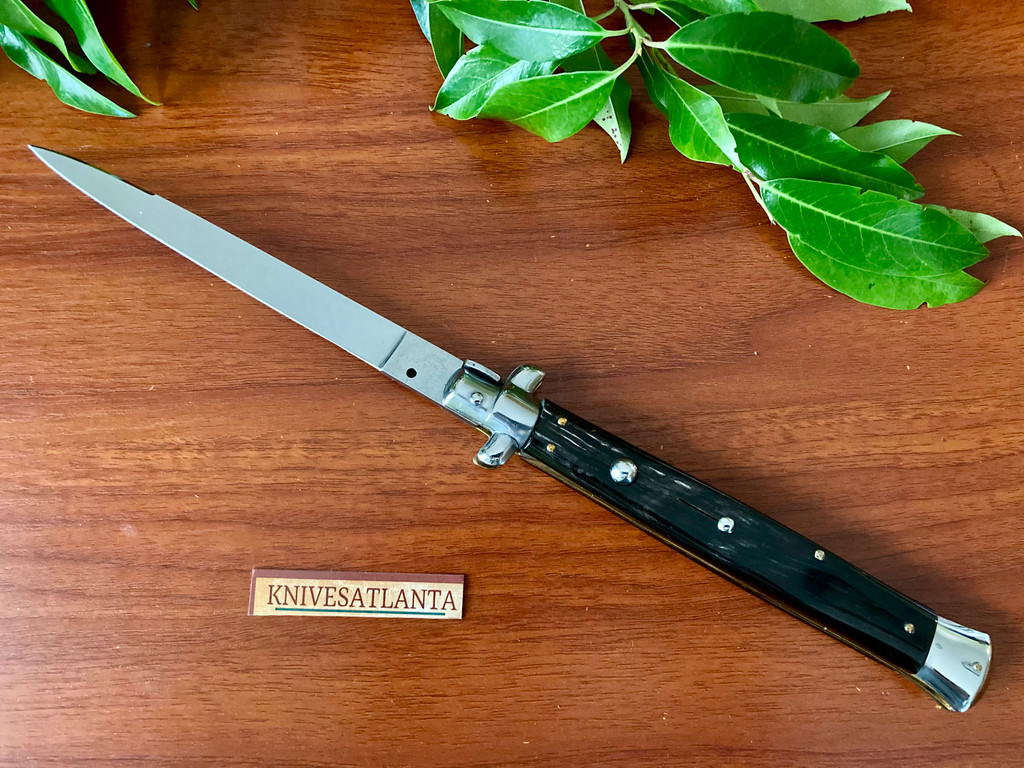 Frank Beltrame 13" Swivel Release Flat Grind Buffalo Horn Stiletto