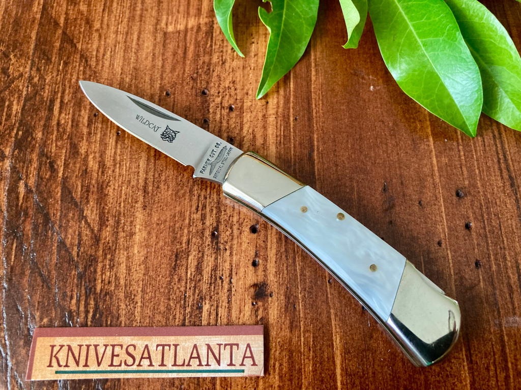  Parker Cut Co. "Wildcat" Mother of Pearl Lockback ~  Vintage 1980`s