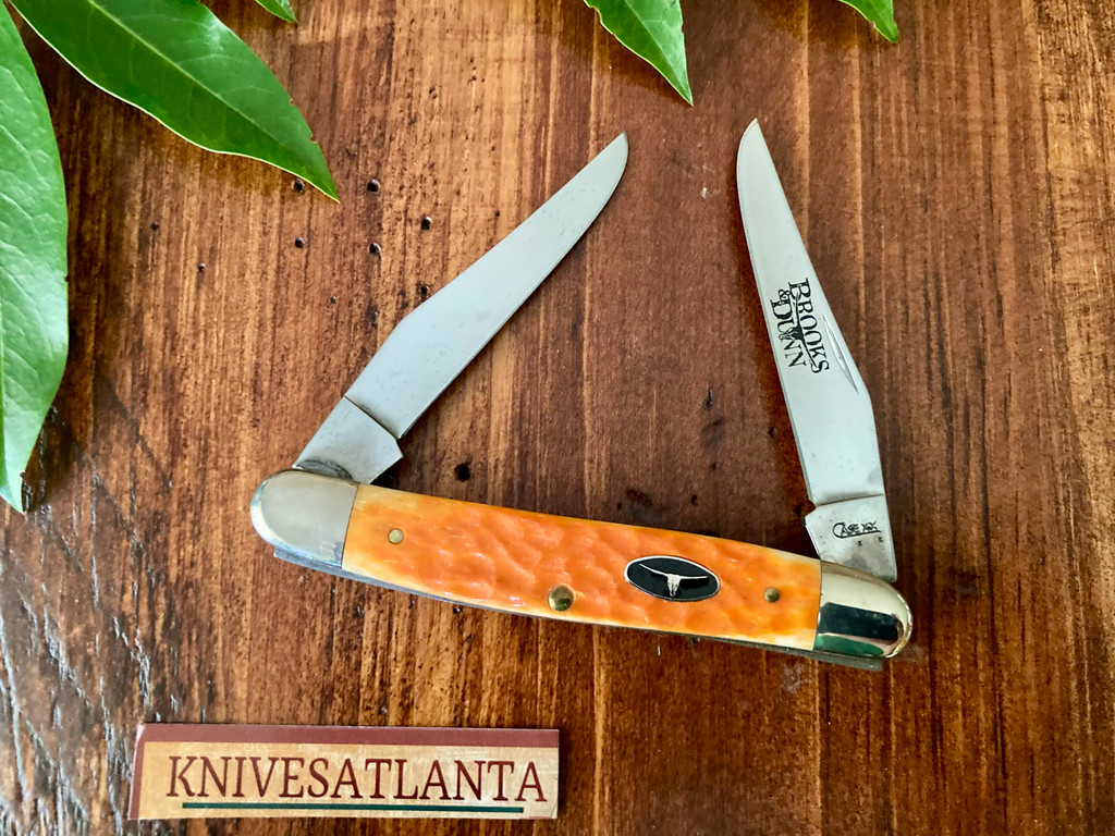 Case XX Brooks & Dunn Persimmon Orange Bone Muskrat Knife ~ Vintage 2008 