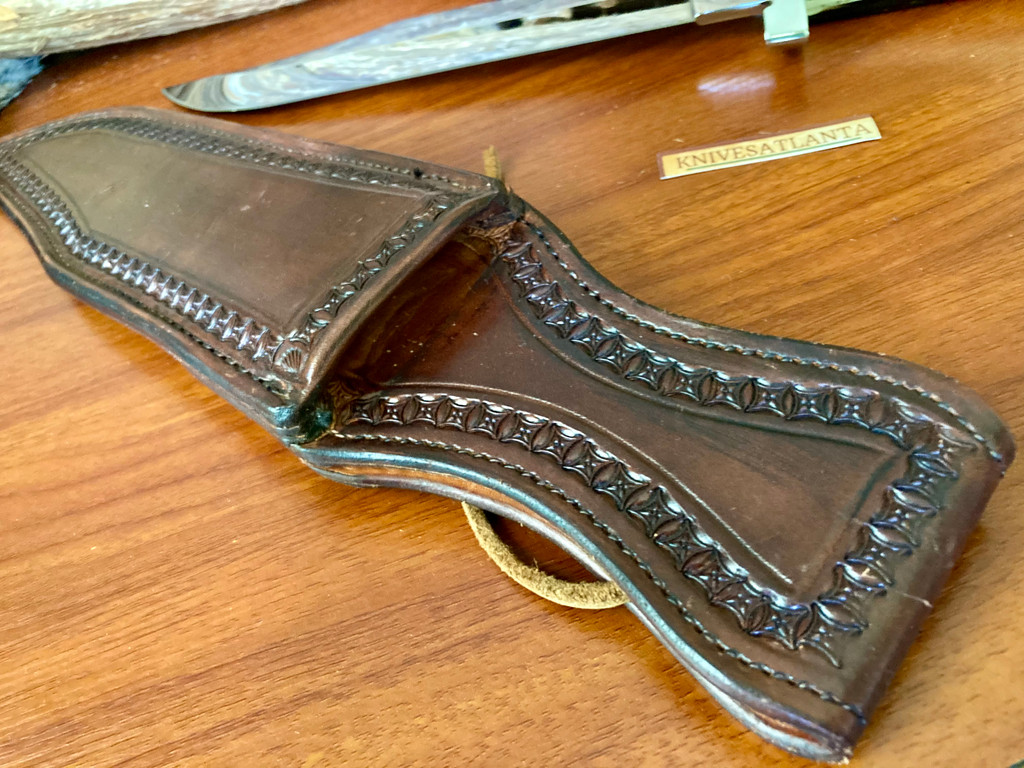  Buck Custom 15" Clip Point Bowie Knife with East African Roan Antelope Handles  / John Bianchi`s Frontier Gunleather sheath ~ RARE!