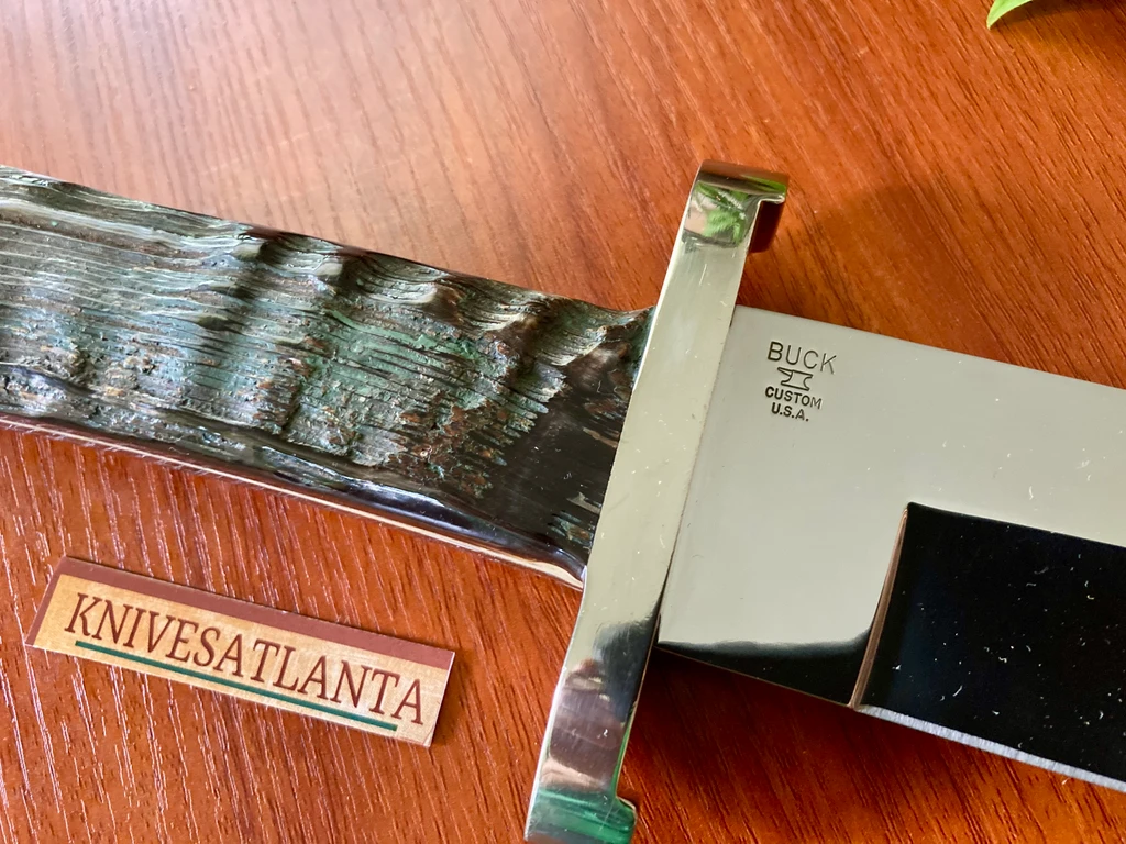  Buck Custom 15" Clip Point Bowie Knife with East African Roan Antelope Handles  / John Bianchi`s Frontier Gunleather sheath ~ RARE!
