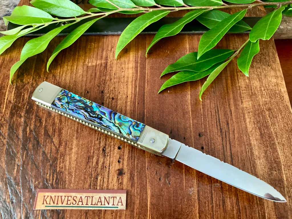 Hubertus Abalone Leverlock 7 3/4" Slimline ~ Filework 