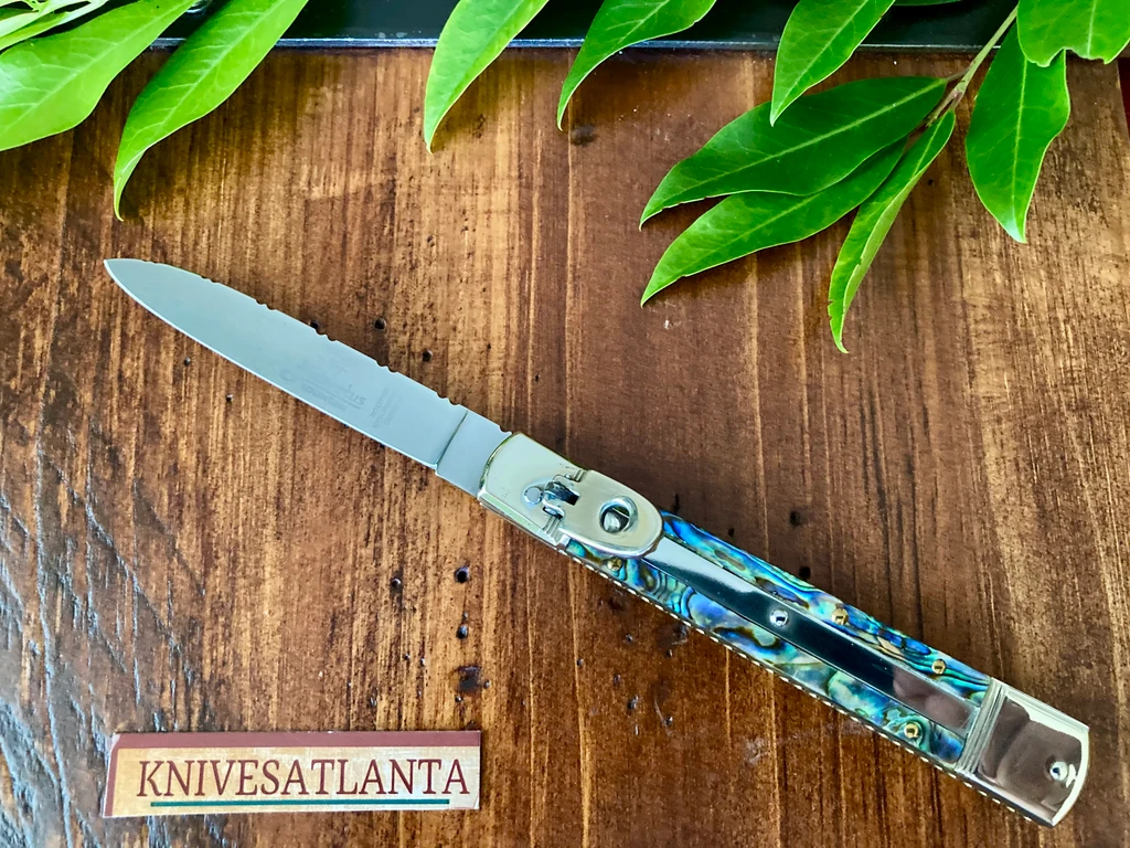 Hubertus Abalone Leverlock 7 3/4" Slimline ~ Filework 