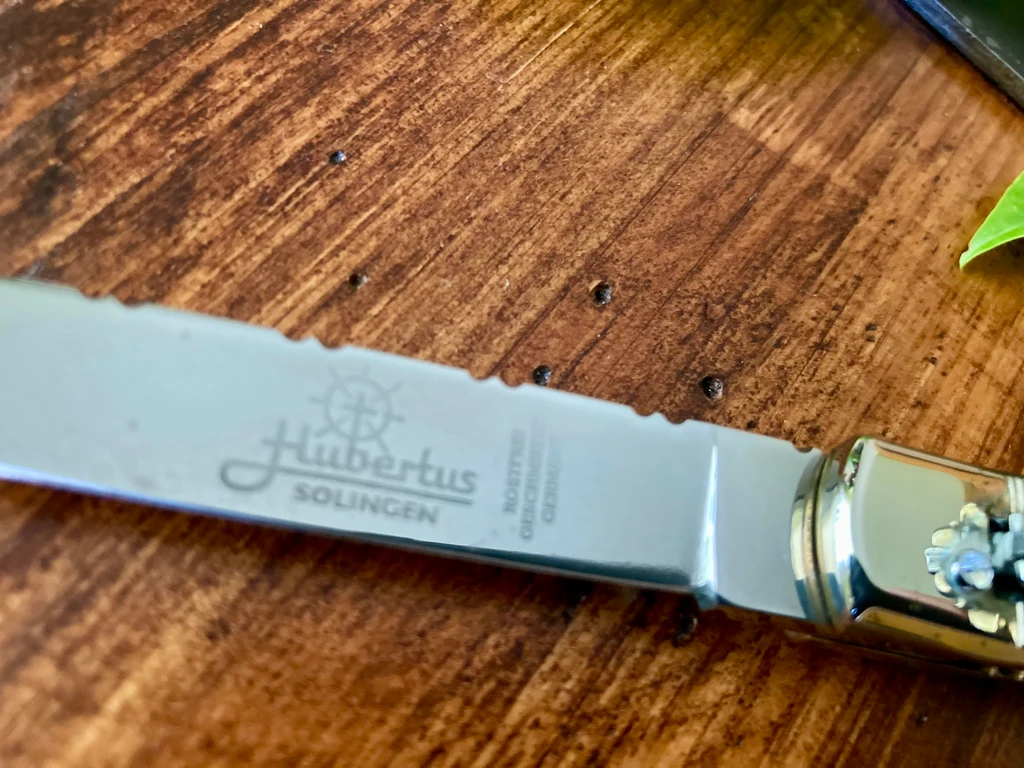 Hubertus Abalone Leverlock 7 3/4" Slimline ~ Filework 