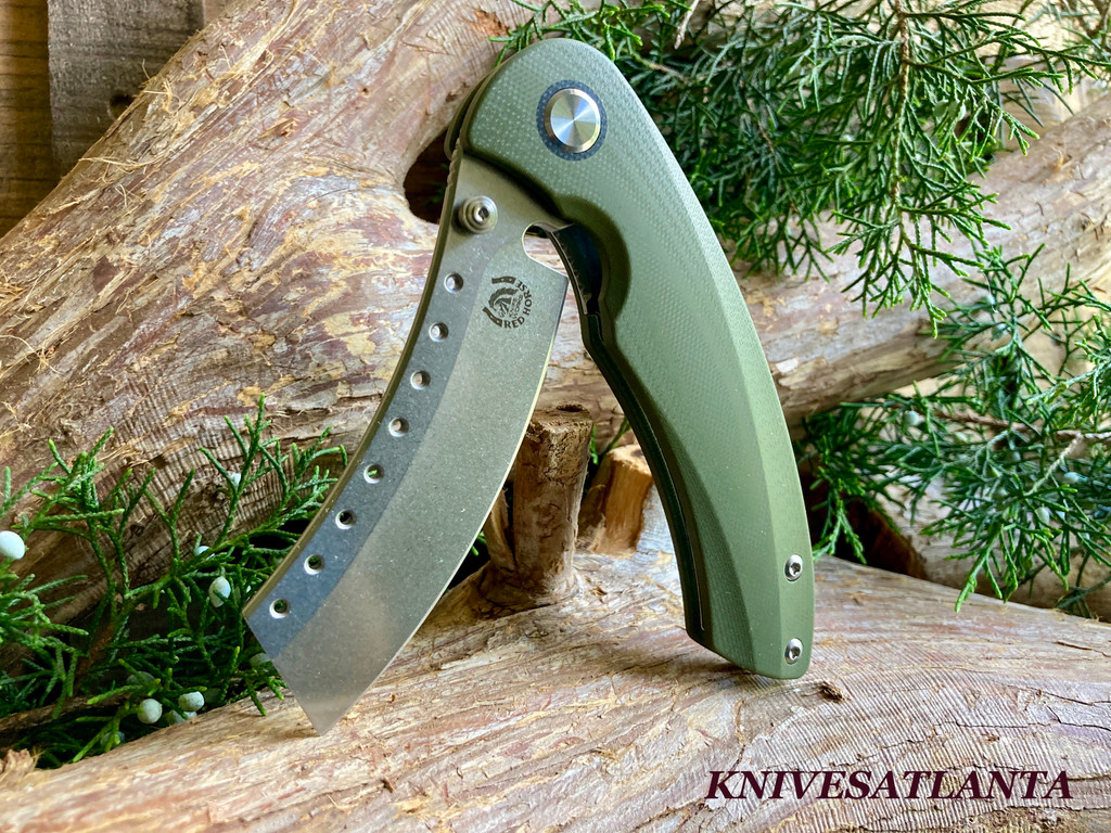 Red Horse Knives   Hell Razor P Series OD Green Handle W/ Stonewash Blade
