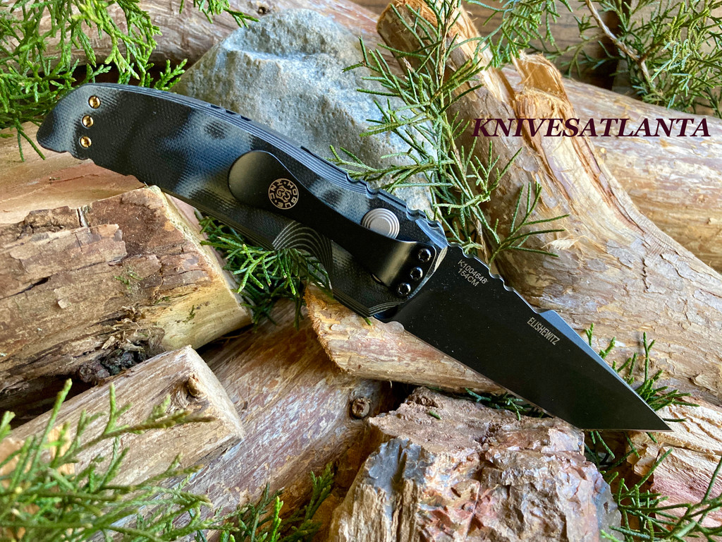 Hogue  EX-A01 Automatic Folder: 3.5" Tanto Blade - Black Cerakote Finish, G-Mascus Black G10 Frame