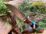 BUCK   Doris Yazzie ~ Navajo Inlaid Turquoise Fixed Blade