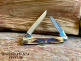 Case XX Stainless USA 4 Dot (1976) Stag 5233 SSP Razor Edge Pen Knife ~ Vintage