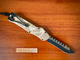 HERETIC KNIVES HYDRA V3 OTF AUTOMATIC KNIFE TAN CAMO 3.6" RECURVE TWO-TONE