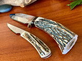 Jerry Snell Custom ~  2 Knife Set ~ Stag Hunter - Bird & Trout