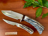 Jerry Snell Custom ~  2 Knife Set ~ Stag Hunter - Bird & Trout