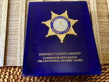  1996 Atlanta Olympics Gwinnett County Sheriff`s Office Commemorative Badge in Lucite ~ Vintage
