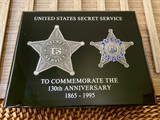 United States Secret Service 130th Anniversary (1865–1995) commemorative set  of Two Badges in Lucite ~ Vintage