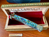 A.G.A. Campolin 11" Maltese Cross Bayonet ~ Abalone  Italian stiletto ~ Mosaic Wood Box