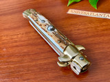 Frank Beltrame (Frank B.) 9" Gold Bayonet Swivel Bolster Stag Stiletto 