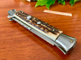 Frank Beltrame Italy 9" Stag Swivel Bolster Stiletto Bayonet Blade and Filework  ~
