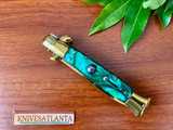 AKC Italy 9" Green Swirl Swivel Bolster (Gold Release) Stiletto
