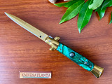AKC Italy 9" Green Swirl Swivel Bolster (Gold Release) Stiletto