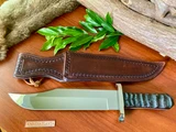  Buck Custom 15" Clip Point Bowie Knife with East African Roan Antelope Handles  / John Bianchi`s Frontier Gunleather sheath ~ RARE!