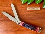  Case XX Cranberry Bone Silver Script Trapper ~ Vintage 2001