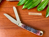  Case XX Cranberry Bone Silver Script Trapper ~ Vintage 2001