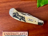  Case XX Tony Bose Saddlehorn ~ Smooth Bone With Horses ~ Scrolled Bolsters ~ Vintage 2005