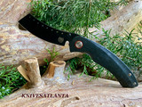 Red Horse Knives    Hell Razor P Series Black Marbled Carbon Fiber Handle W/ PVD Black Blade