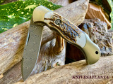 Boker Scout Spearpoint Stag Damascus