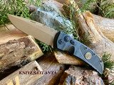 Houge  SIG EX-A01 Emperor Scorpion Automatic Folder: 3.5" Drop Point Blade - FDE PVD Finish, Solid Black G10 Frame