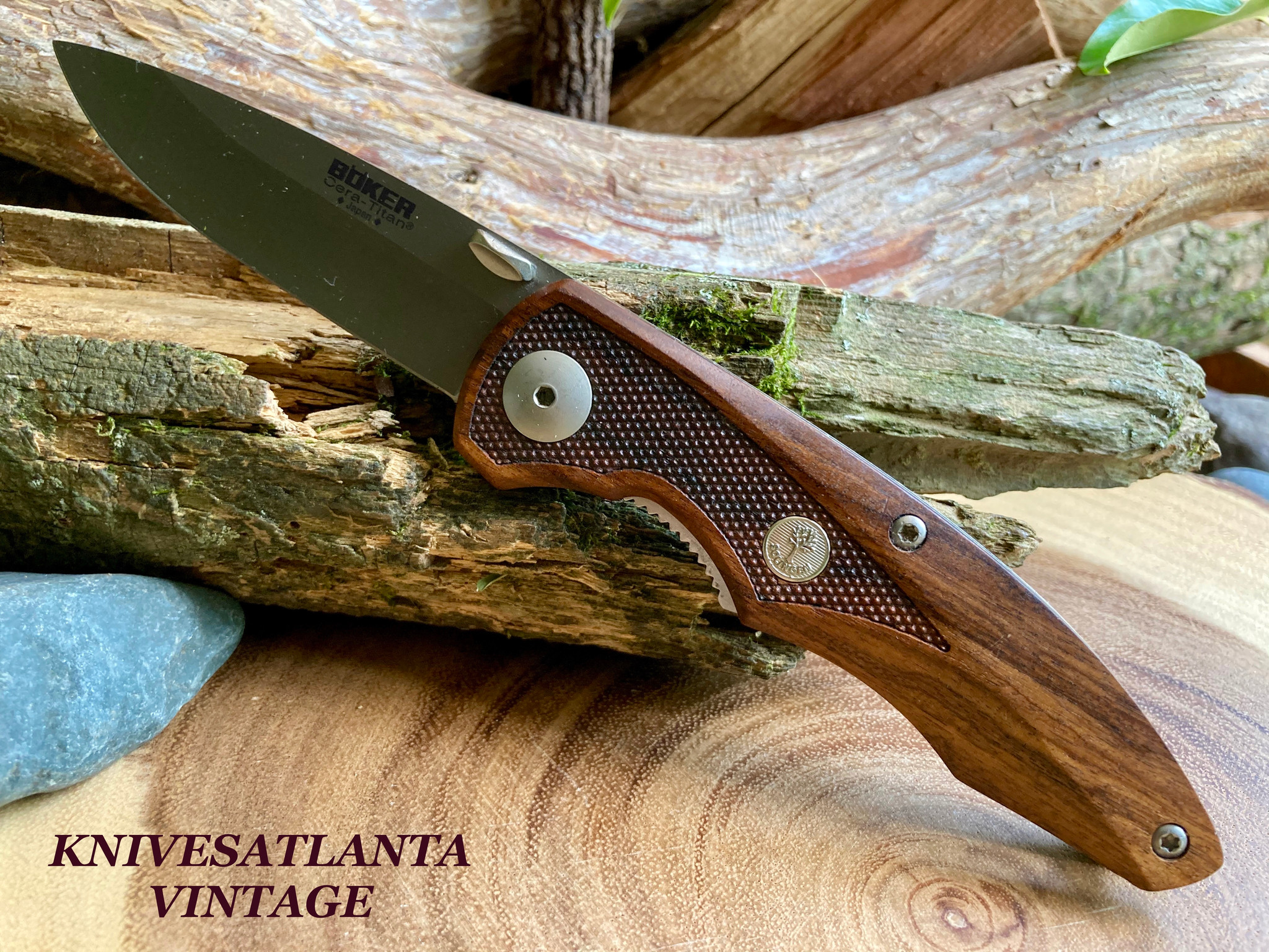 BOKER ROSEWOOD LAMBDA CERA-TITAN BLADE KNIFE ~ Vintage
