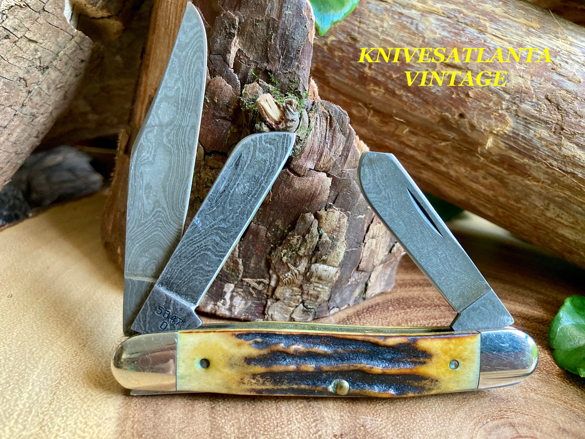 CASE XX USA ~ 1 DOT 1989~ 5347 D PREMIUM STOCKMAN ~ STAG~DAMASCUS