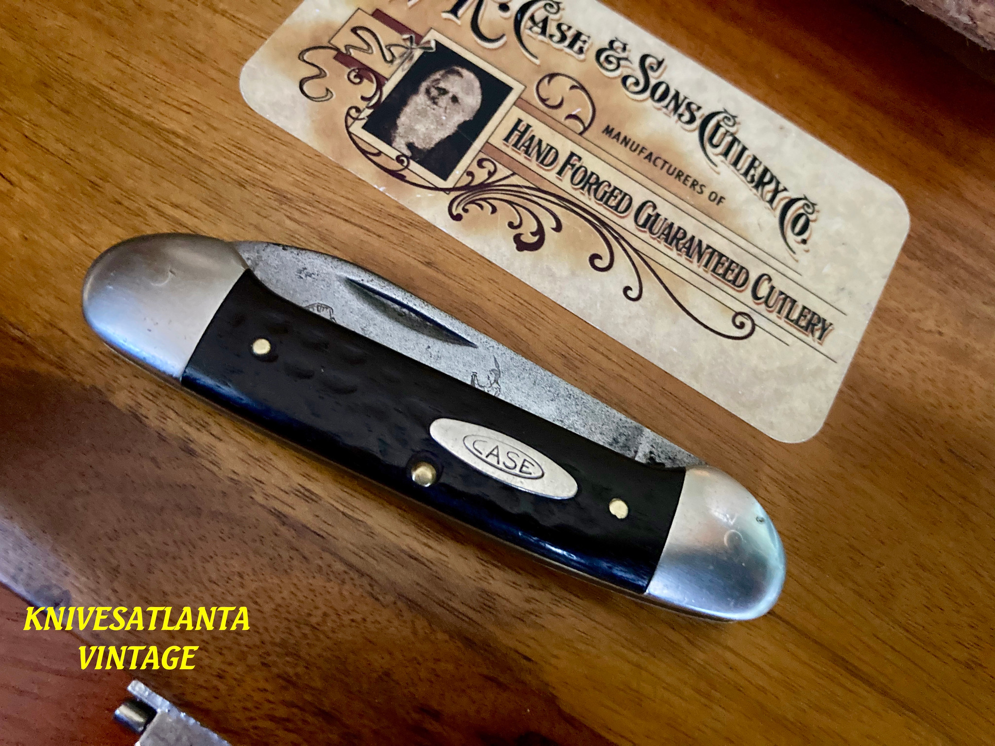 ＃work 2022 6 21 Case XX USA Bone 62131 Canoe Knife with Etch ~ Vintage