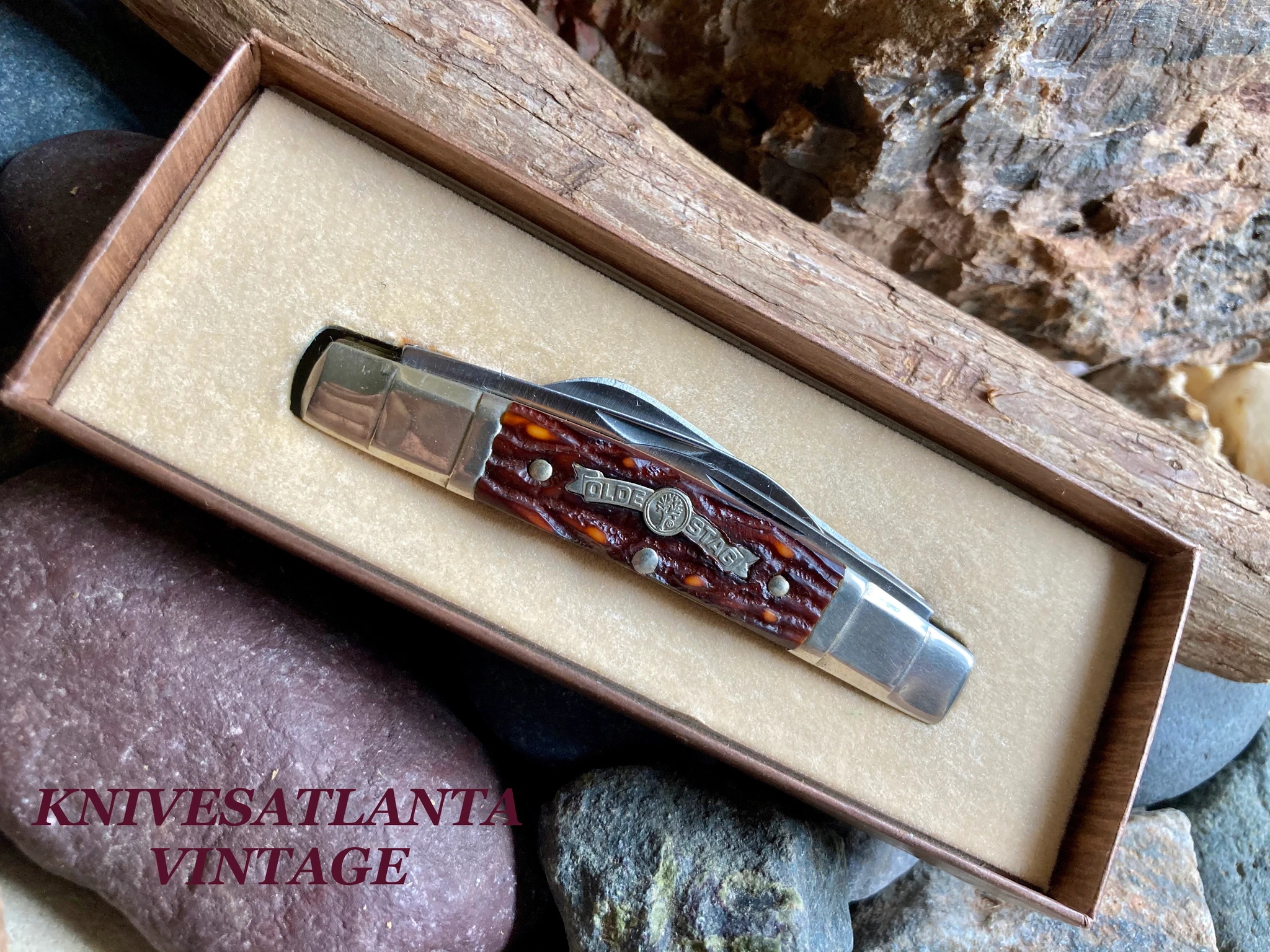 Boker USA Tree Brand ~ 1976 Olde Stag ~ 70113 Delrin Congress Knife