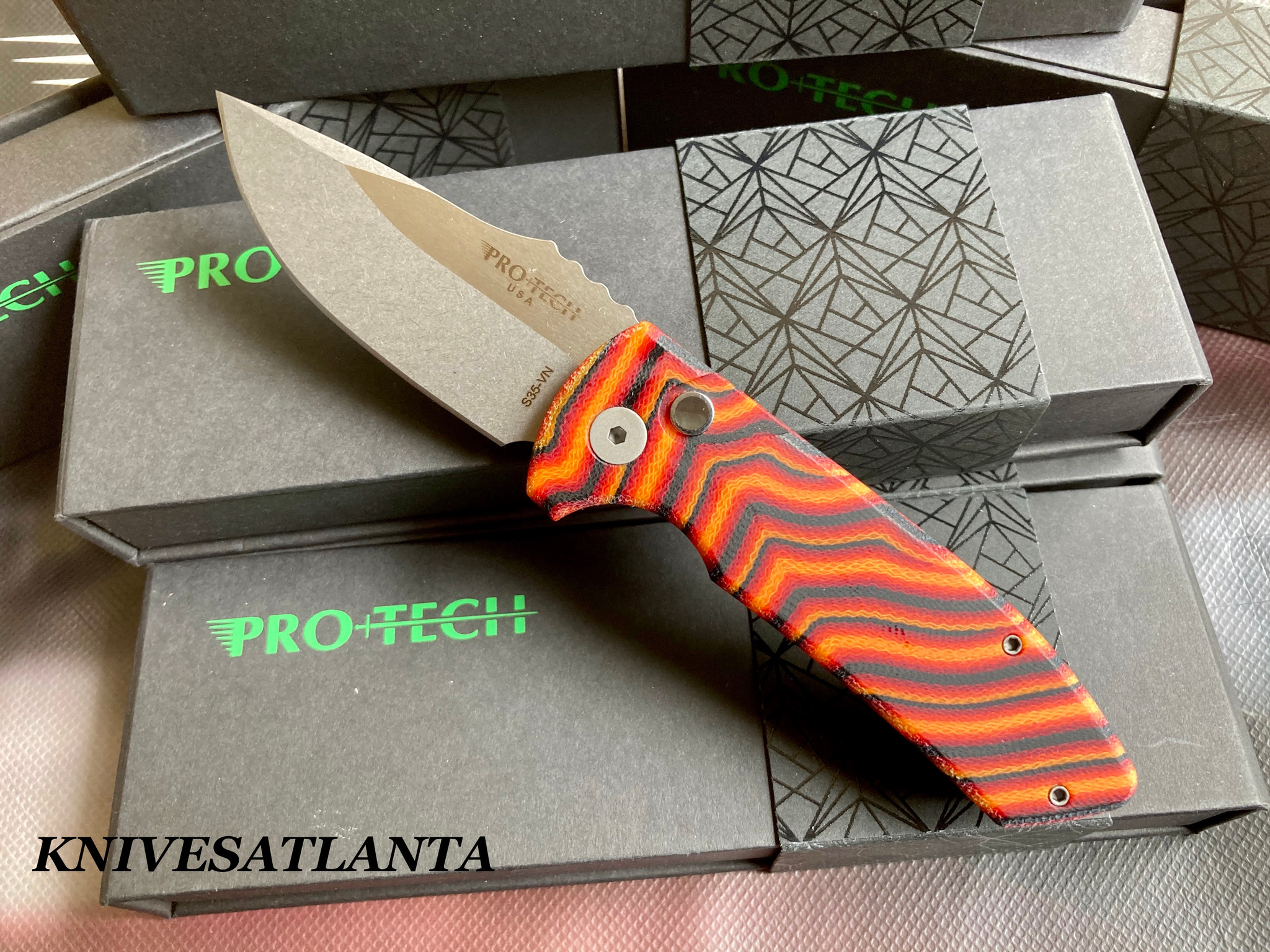 Protech Les George SBR AUTO ~ Unique Micarta 