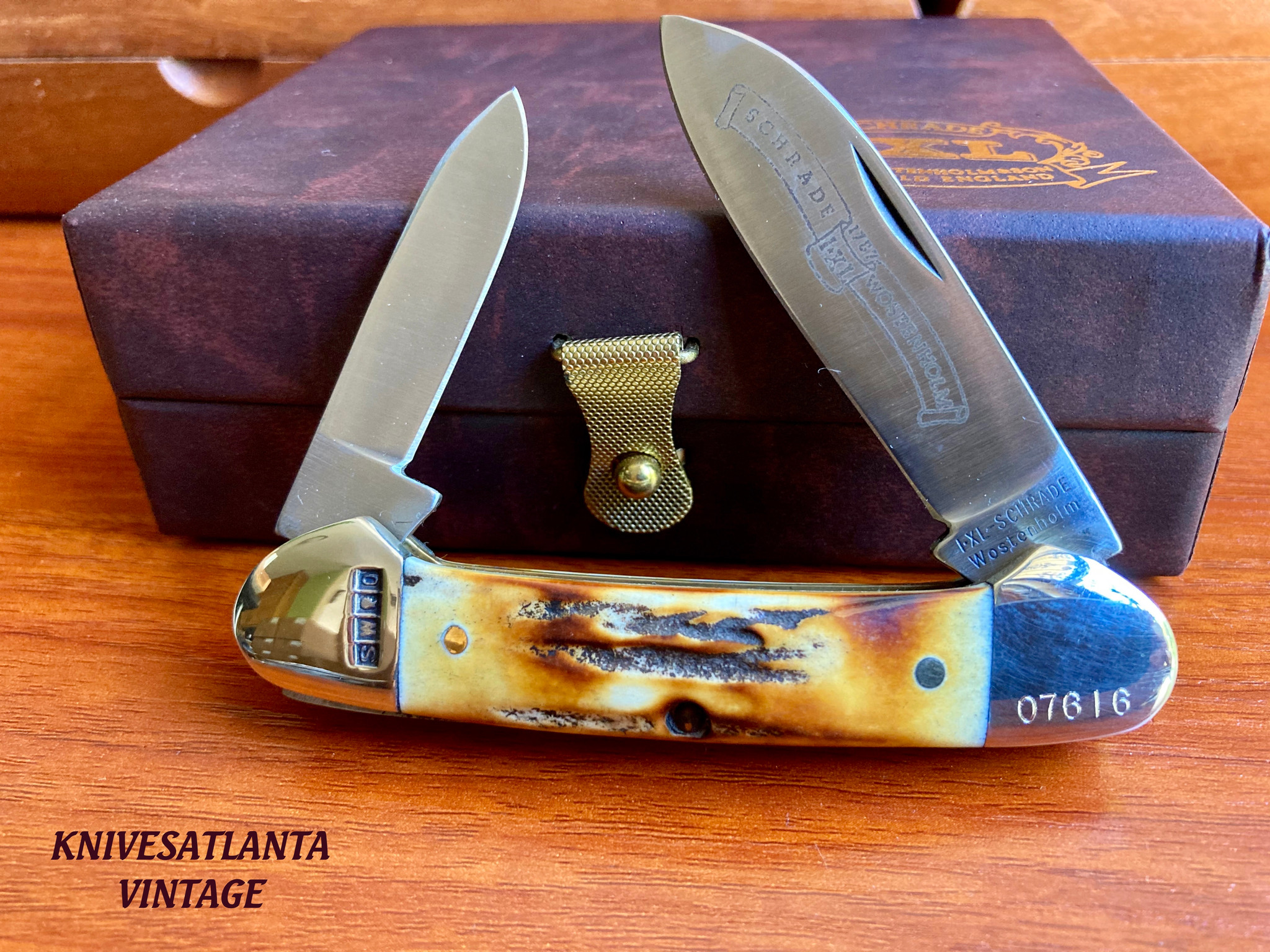Schrade Wostenholm IXL Sheffield England Stag Canoe Knife ~ Vintage
