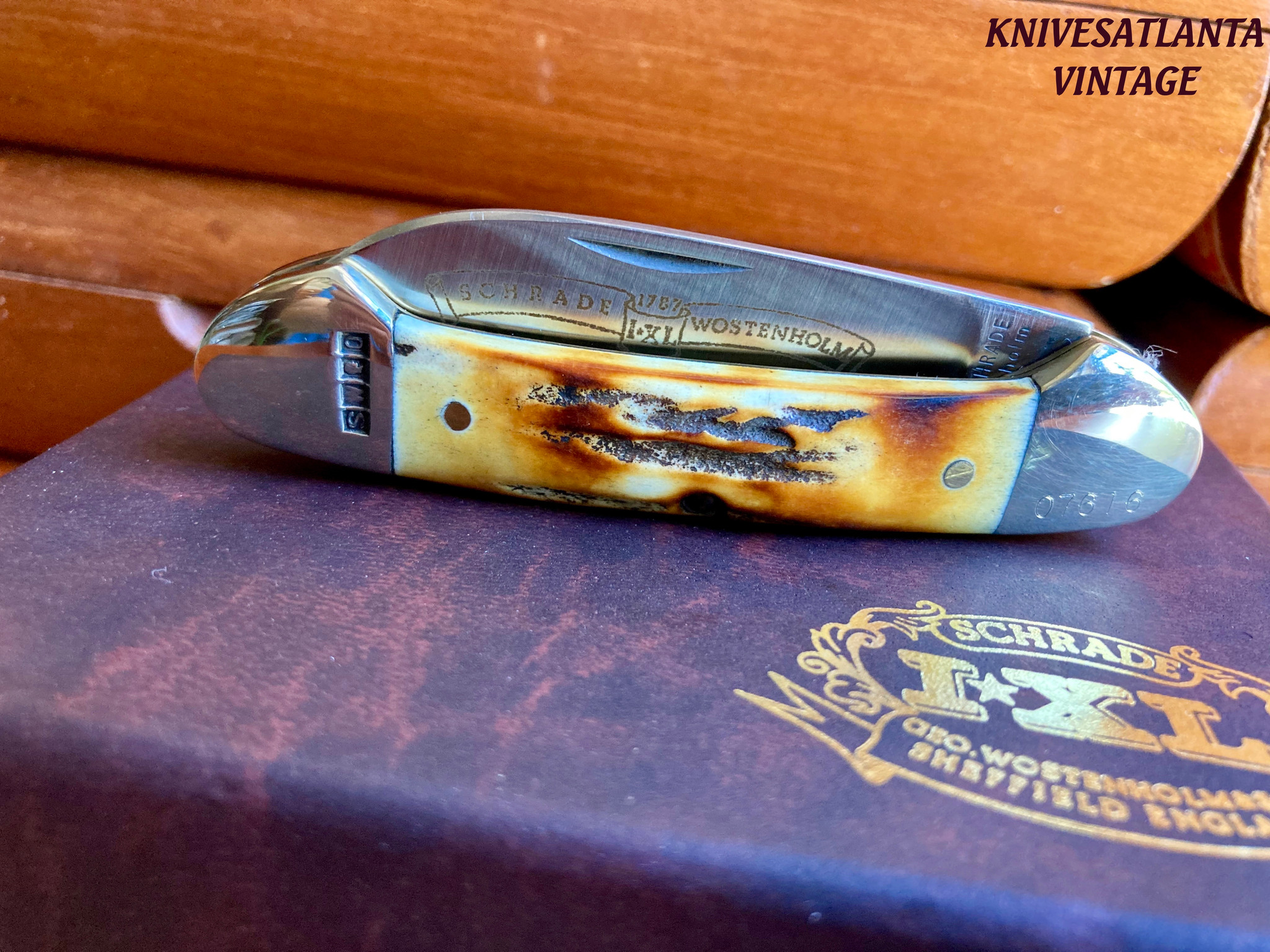Schrade Wostenholm IXL Sheffield England Stag Canoe Knife ~ Vintage