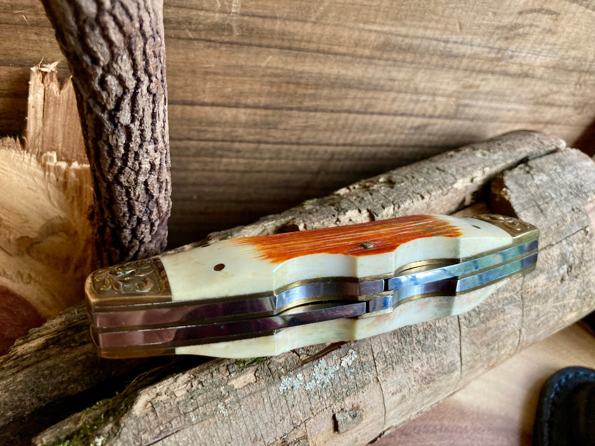 Parker IMAI Double Lock back hunting/pocket knife with Bone Stag