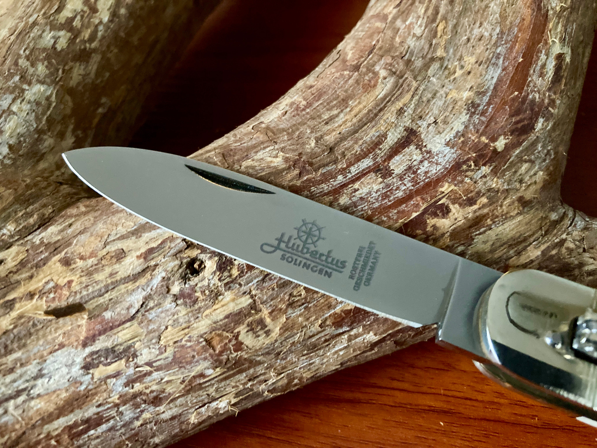 HUBERTUS Solingen Geschmiedet Rostfrei Germany ~ Switchblade Stag
