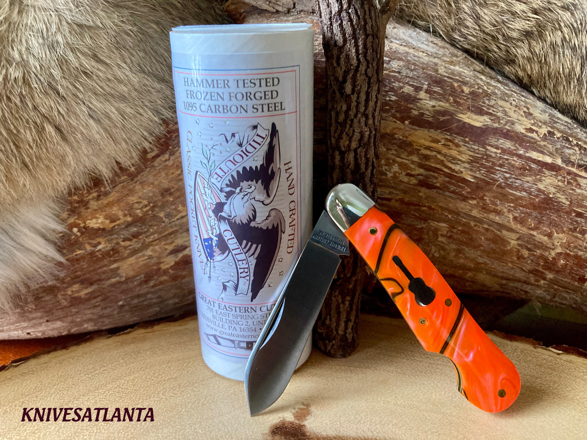 Great Eastern Cutlery Easy Open Orange Scramble Jack Knife ~