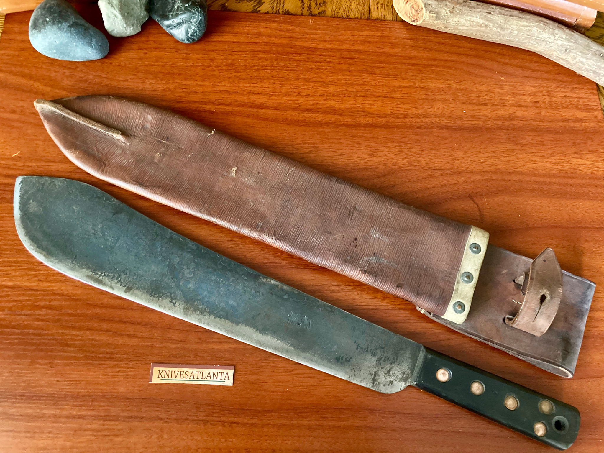 激レア 6.10 ハンドシェイプ パワープラグ オーストラリア WW2 British J.J.B. Machete and Leather Sheath ~ Vintage 1945