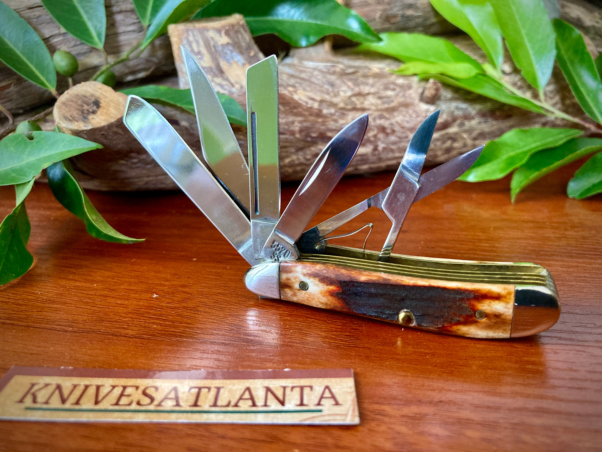 Case XX USA 3 Dot (1997) Red Stag R5520 SS 5 Blade Peanut Knife