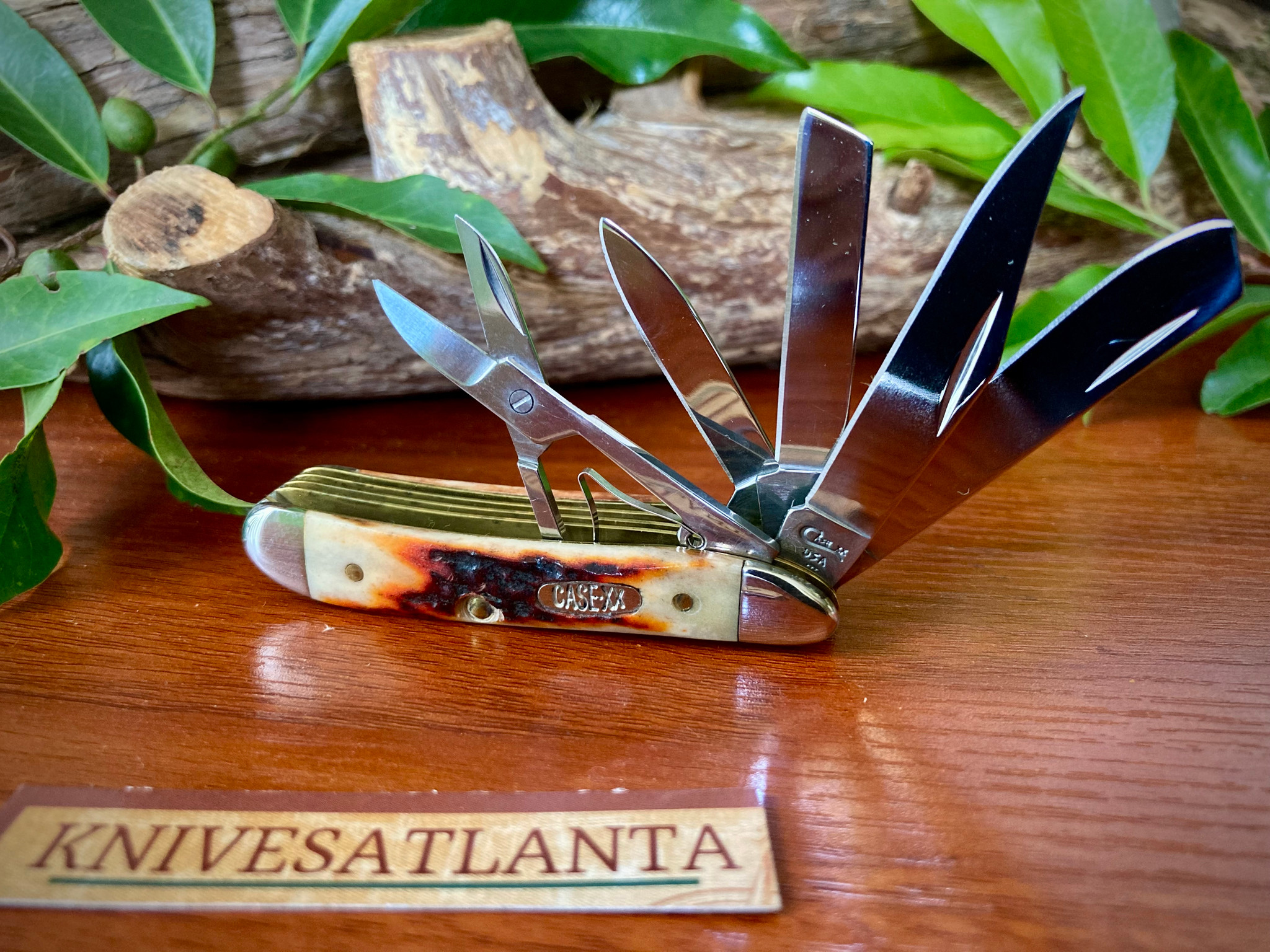 Case XX USA 3 Dot (1997) Red Stag R5520 SS 5 Blade Peanut Knife