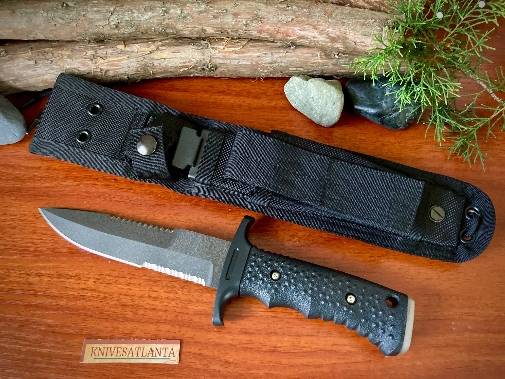 Gerber Watson-Harsey Silver Trident Combat Knife, Double Serrated Edge