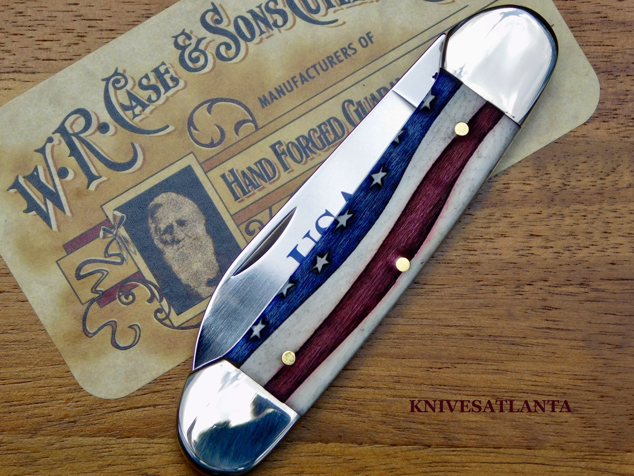 CASE Star Spangled Embellished Smooth Natural Bone Canoe