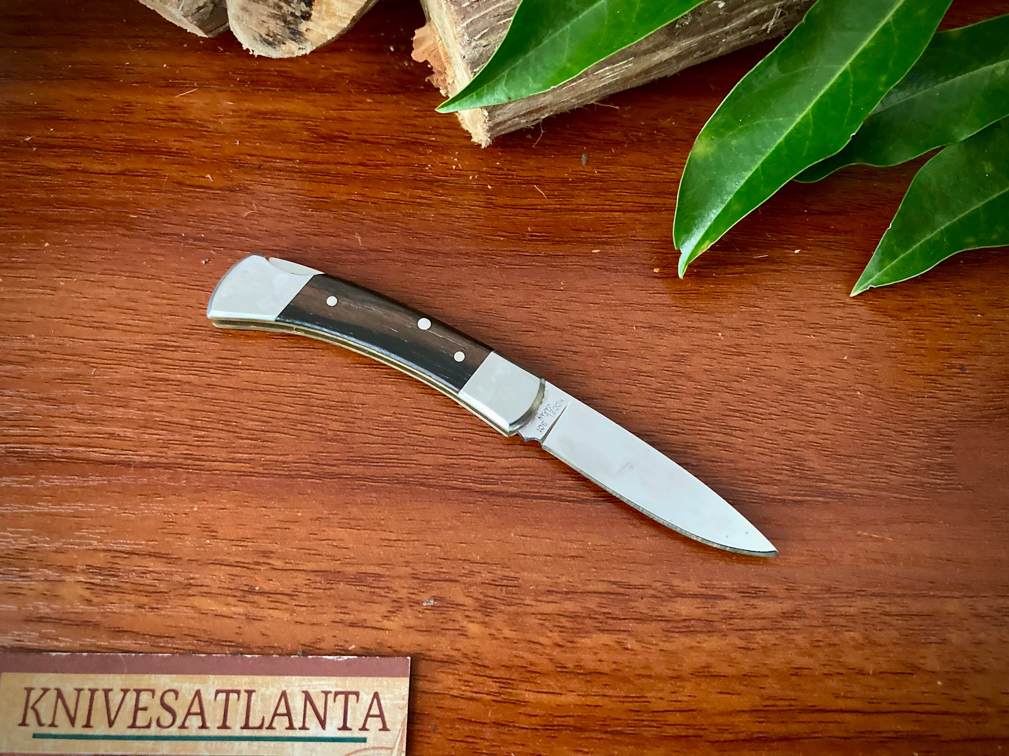 Browning Japan Model 301 Wood Lockback Knife ~ Vintage