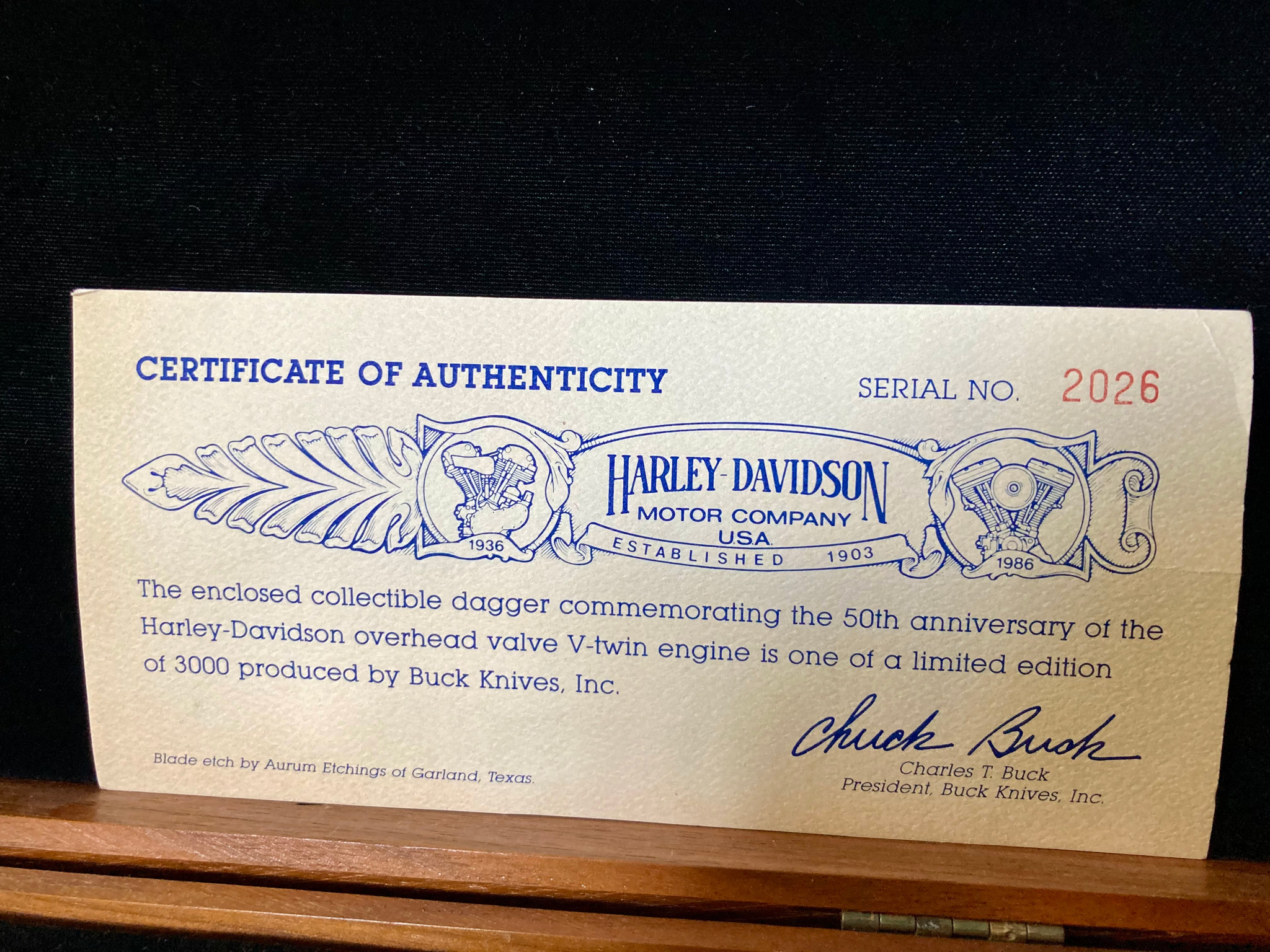 Buck Custom Harley-Davidson Stag Dagger ~ 50th Anniversary of the