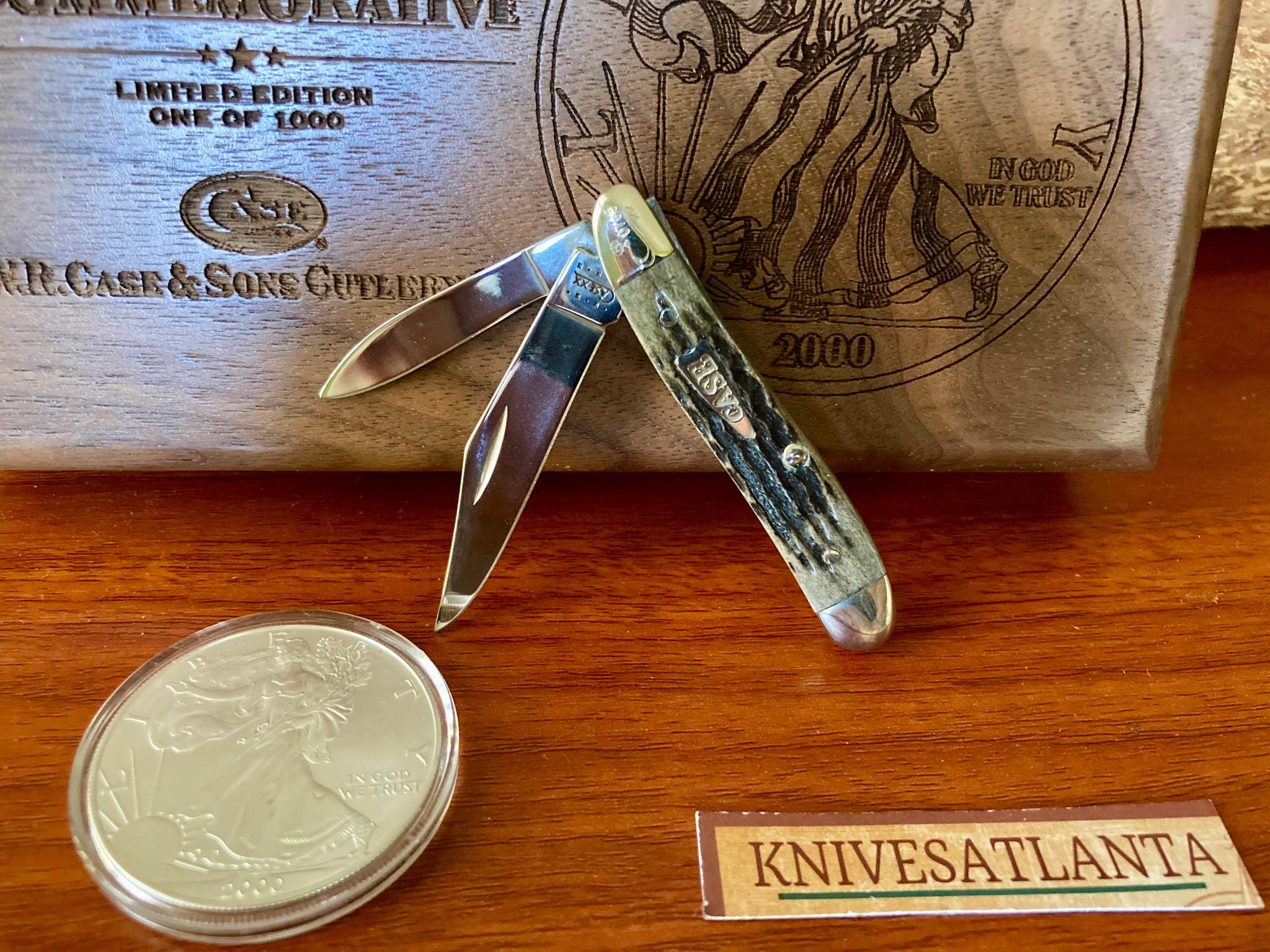 Case XX 2000 Silver Eagle Commemorative Coin Peanut Knife ~ Vintage